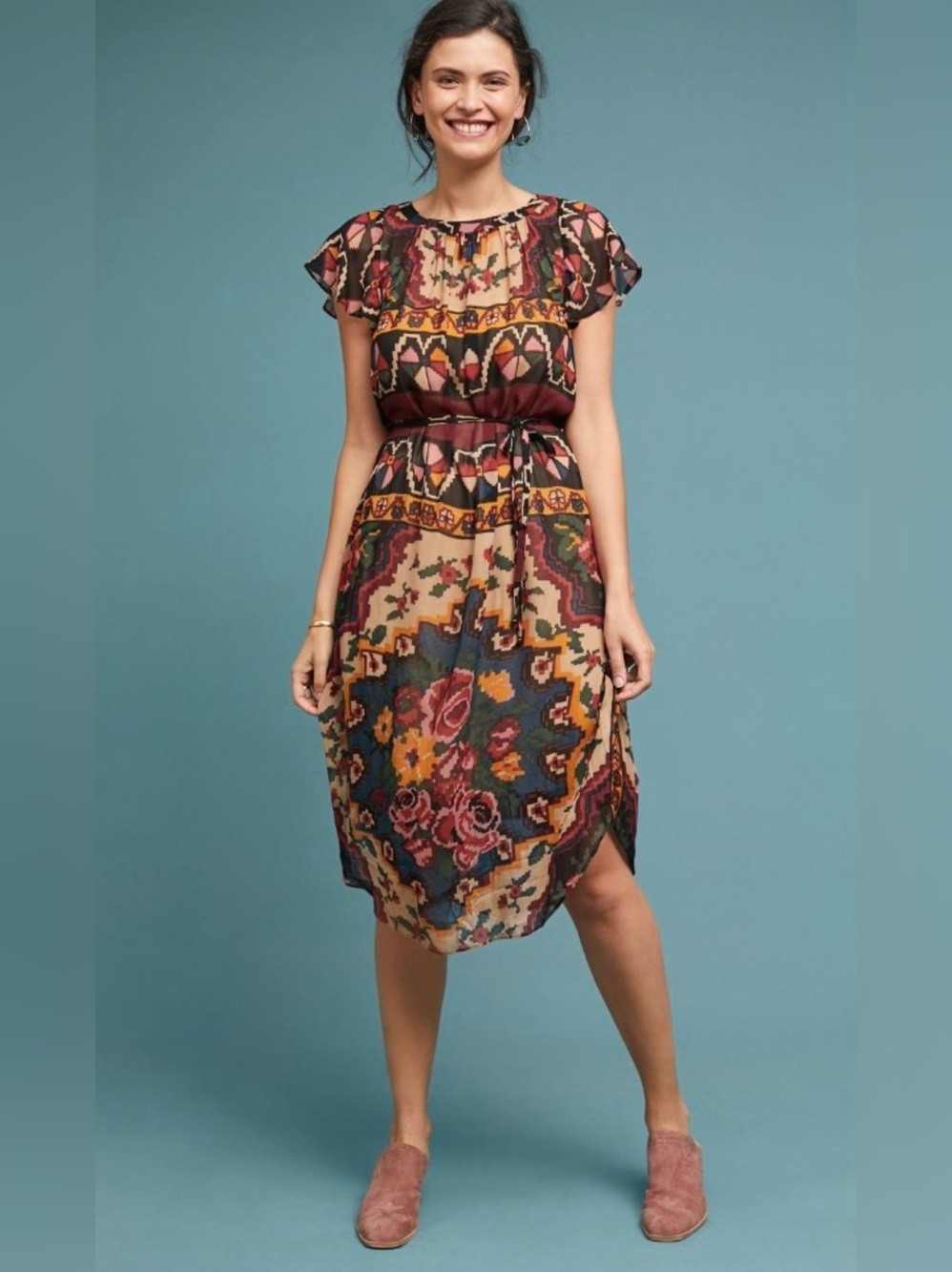 Anthropologie Mosaic Midi Dress size Medium